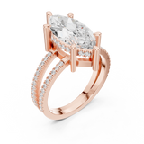 Gold Jewelry L36-13, Marquise center stone, Rose Gold, view 2