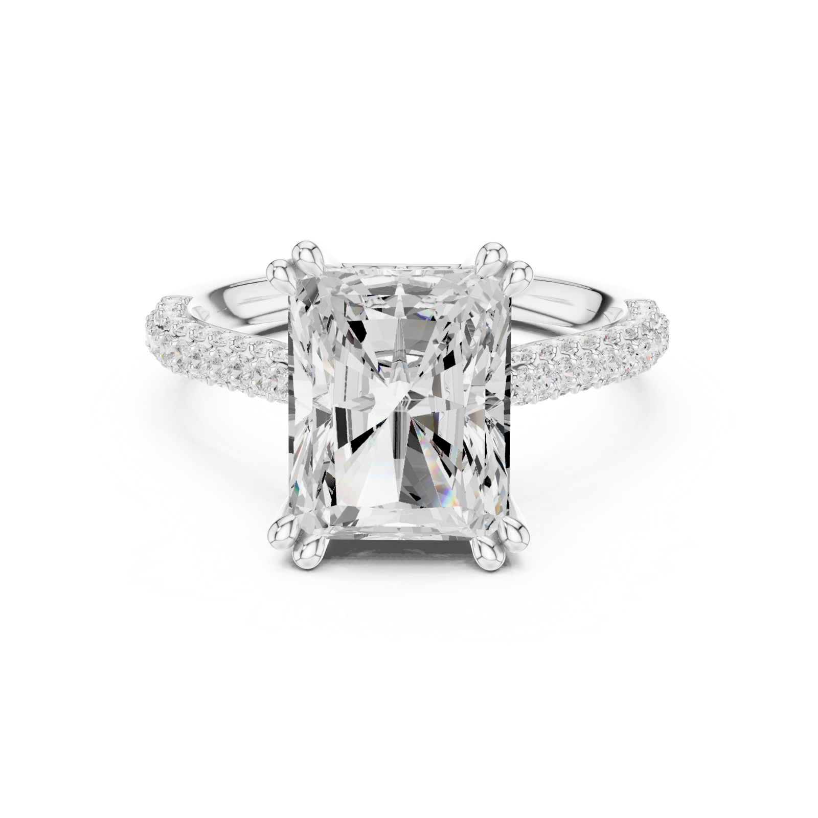 Gold Ring DDLR-260, Radiant center stone, White Gold, view 4