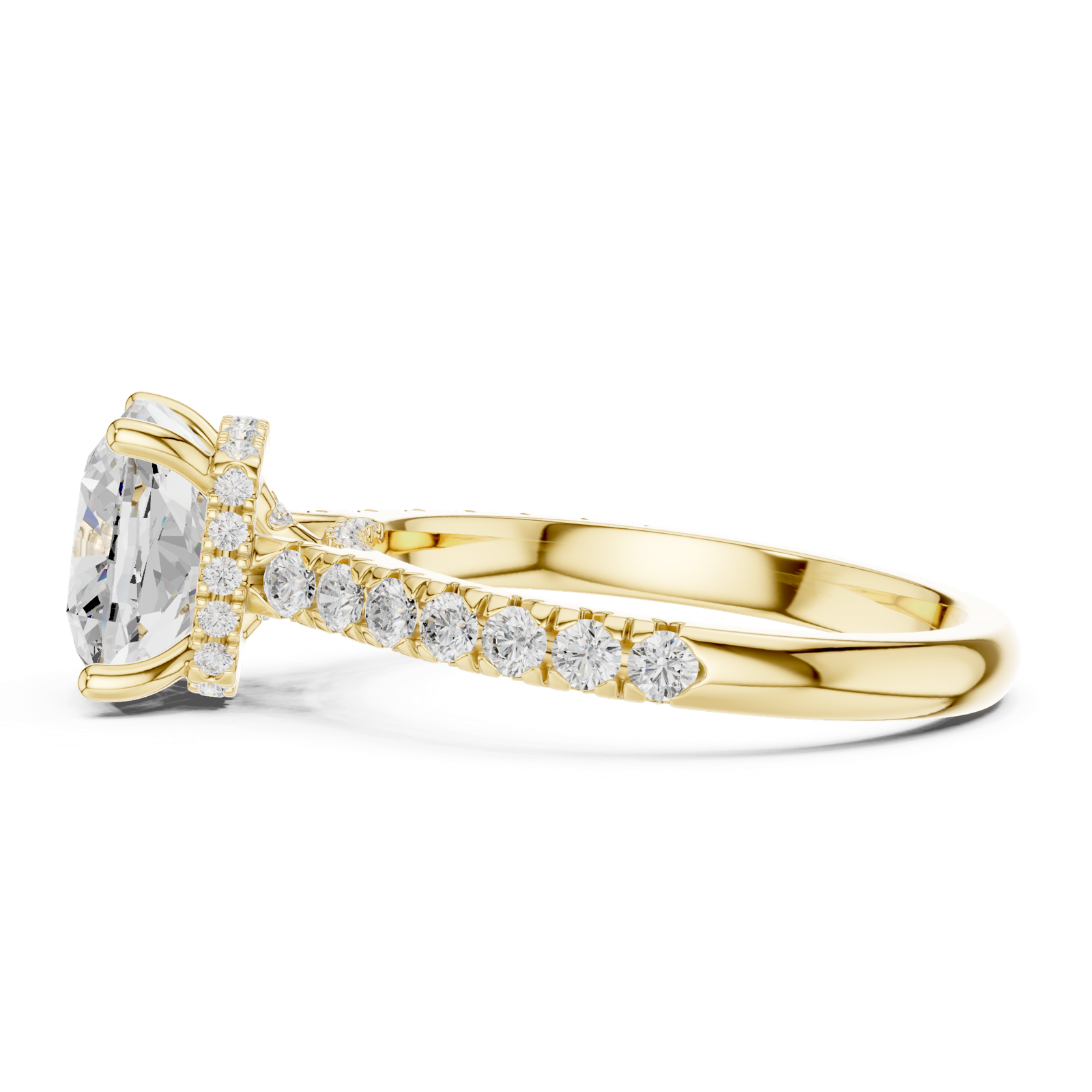 14K Solid Gold Lab Diamond Solitaire Ring, Yellow Gold, view 3