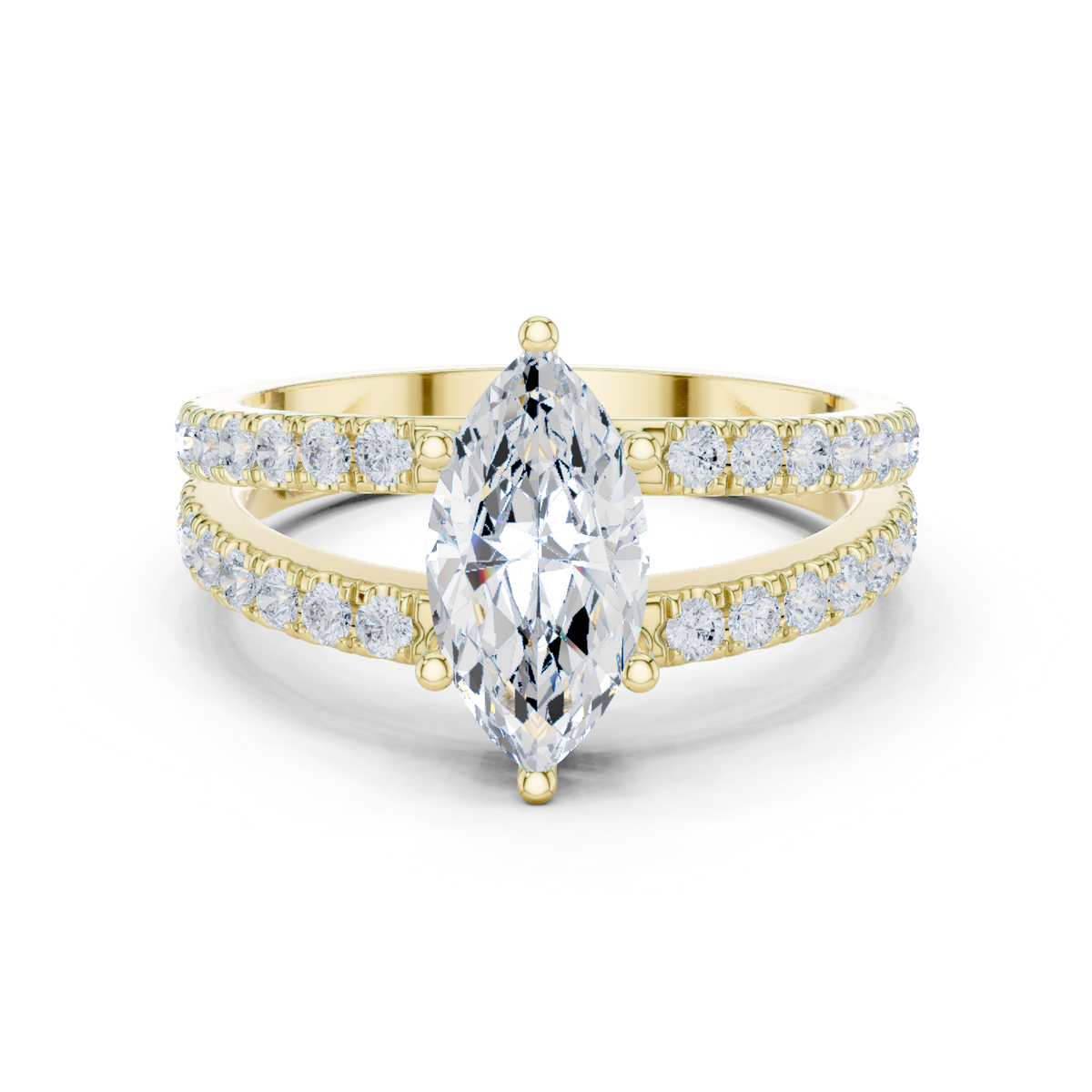 14K Solid Gold Lab Diamond Solitaire Ring, Yellow Gold
