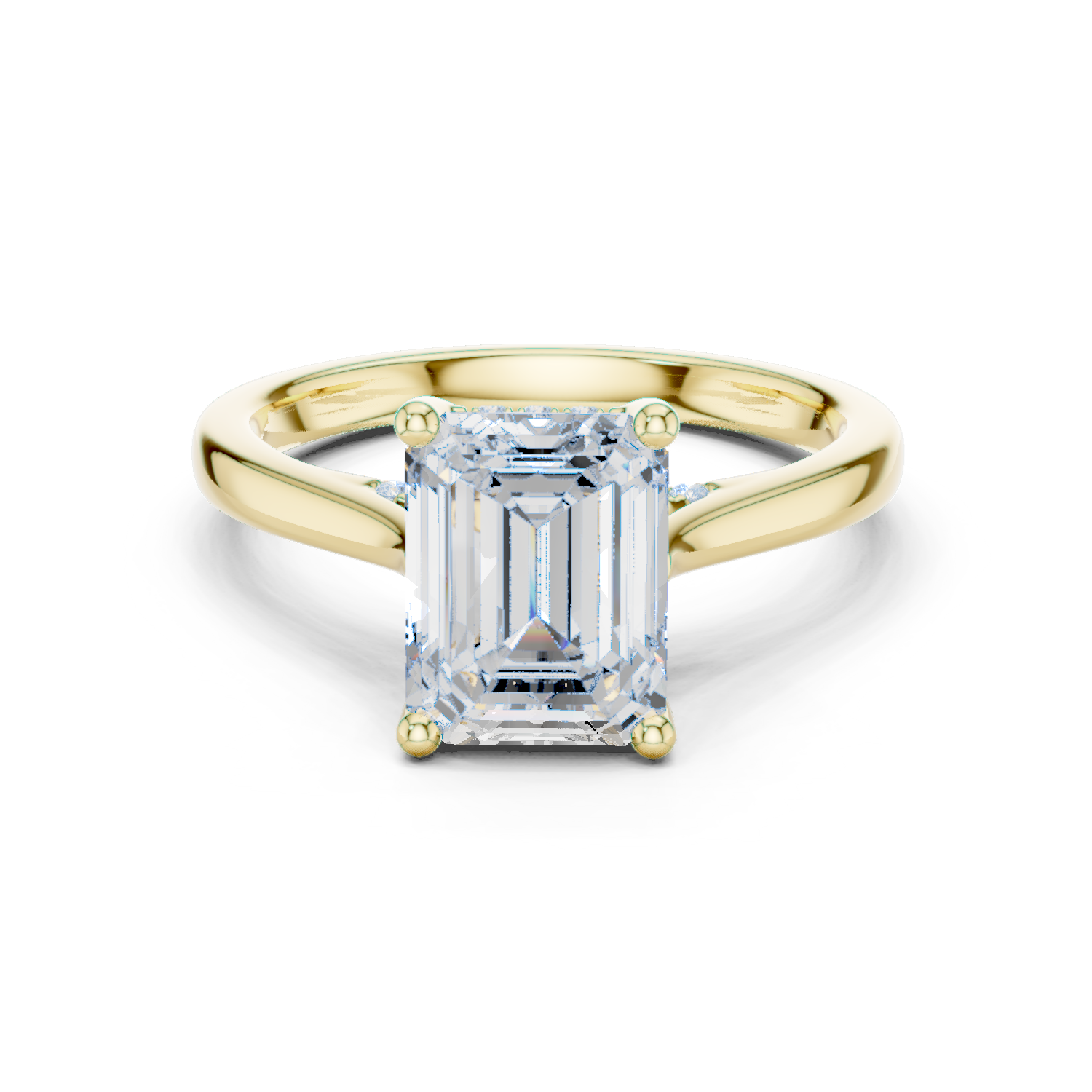 Gold Ring DDLR-163, Emerald center stone, Yellow Gold