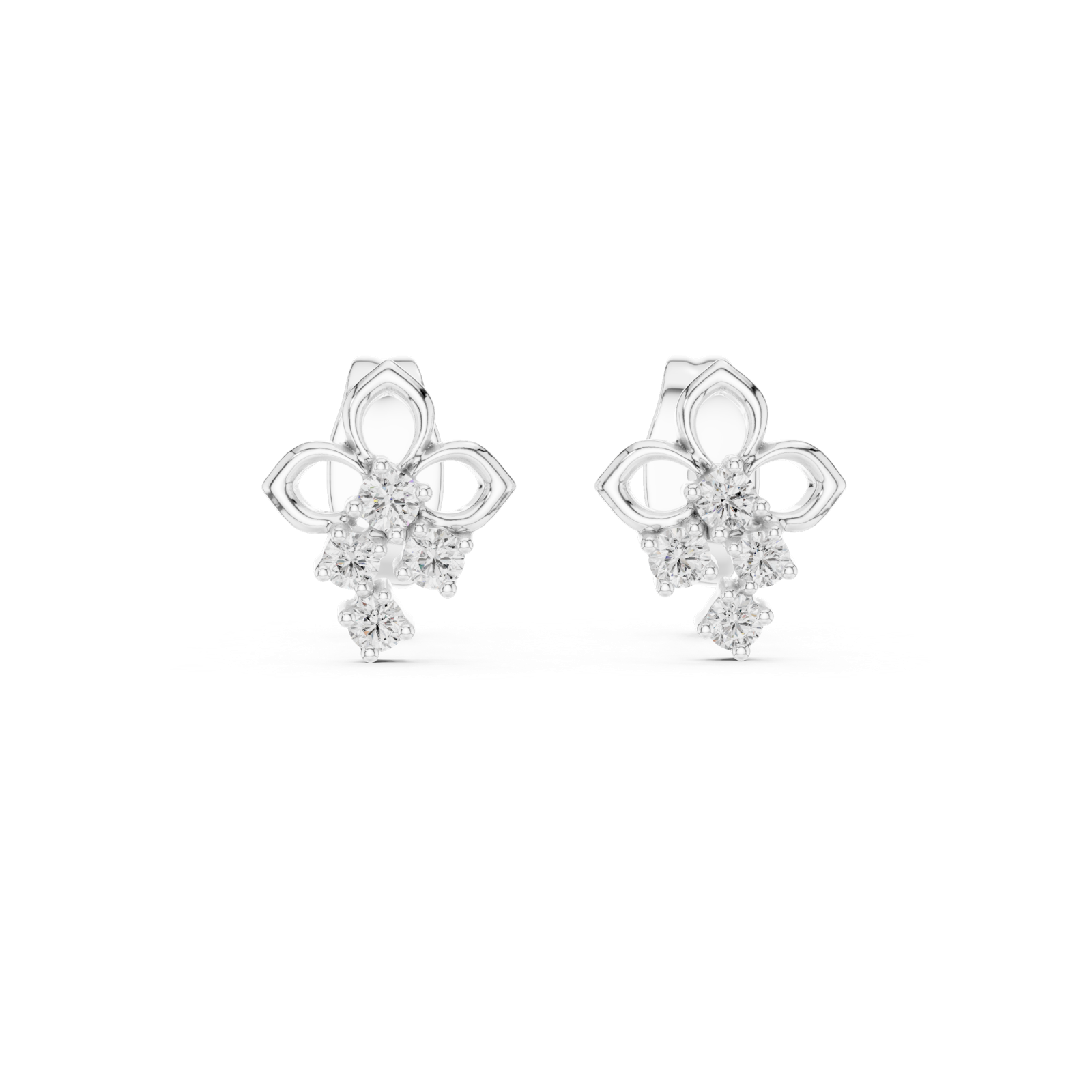 Gold Earrings 12-10017@E, White Gold, view 4