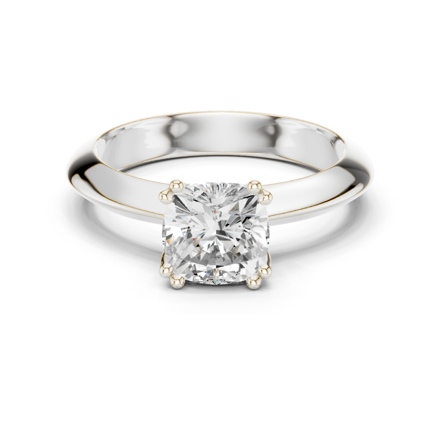 Gold Jewelry L36-8, Cushion center stone, White Gold