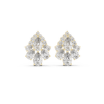14K Solid Gold Lab Diamond Cluster Earrings, Yellow Gold