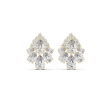 14K Solid Gold Lab Diamond Cluster Earrings, Yellow Gold
