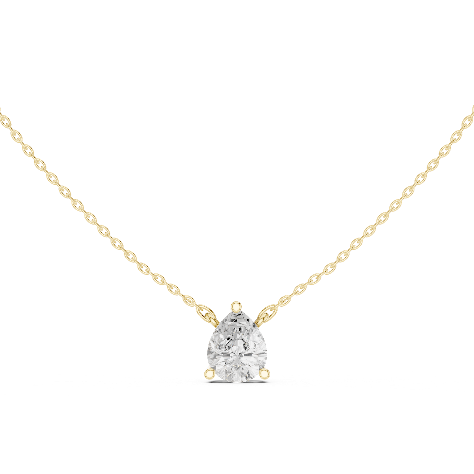 Gold Jewelry DDPO-001, Pear center stone, Yellow Gold, view 4