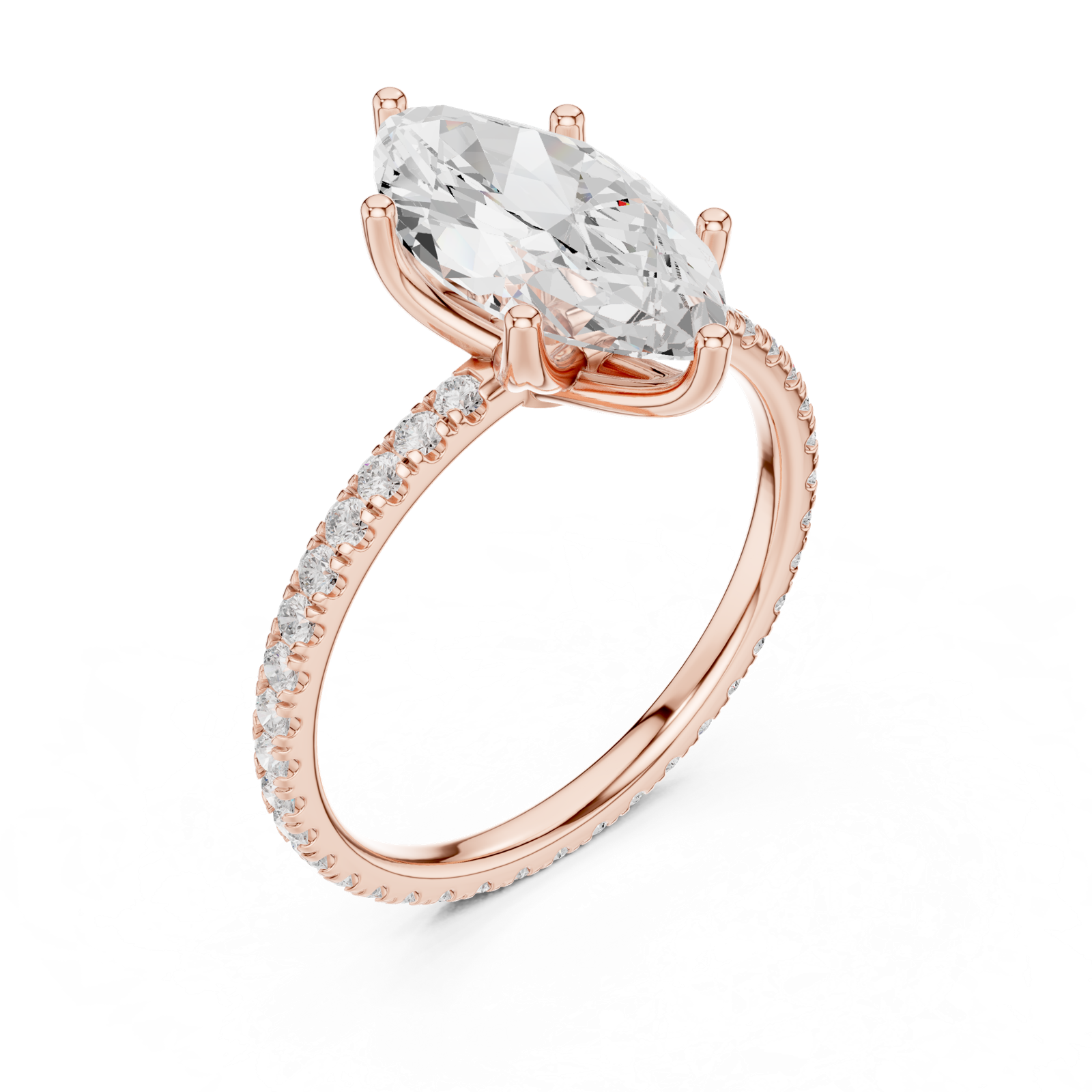 Gold Jewelry L36-16, Marquise center stone, Rose Gold, view 2