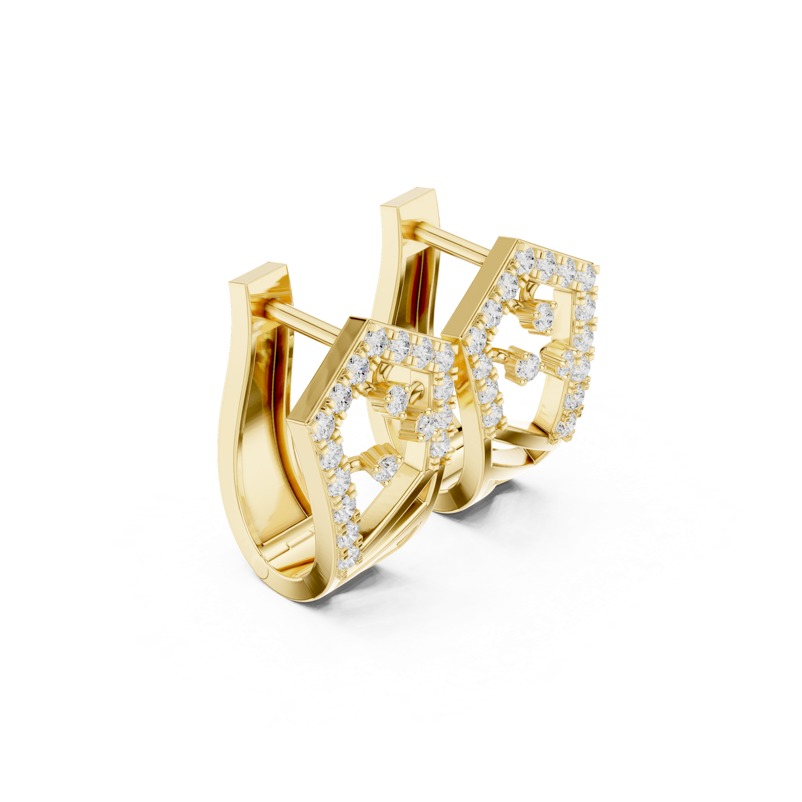 14K Solid Gold Lab Diamond Cluster Earrings, Yellow Gold, view 1