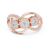 14K Solid Gold Lab Diamond Infinity Cluster Ring, Rose Gold