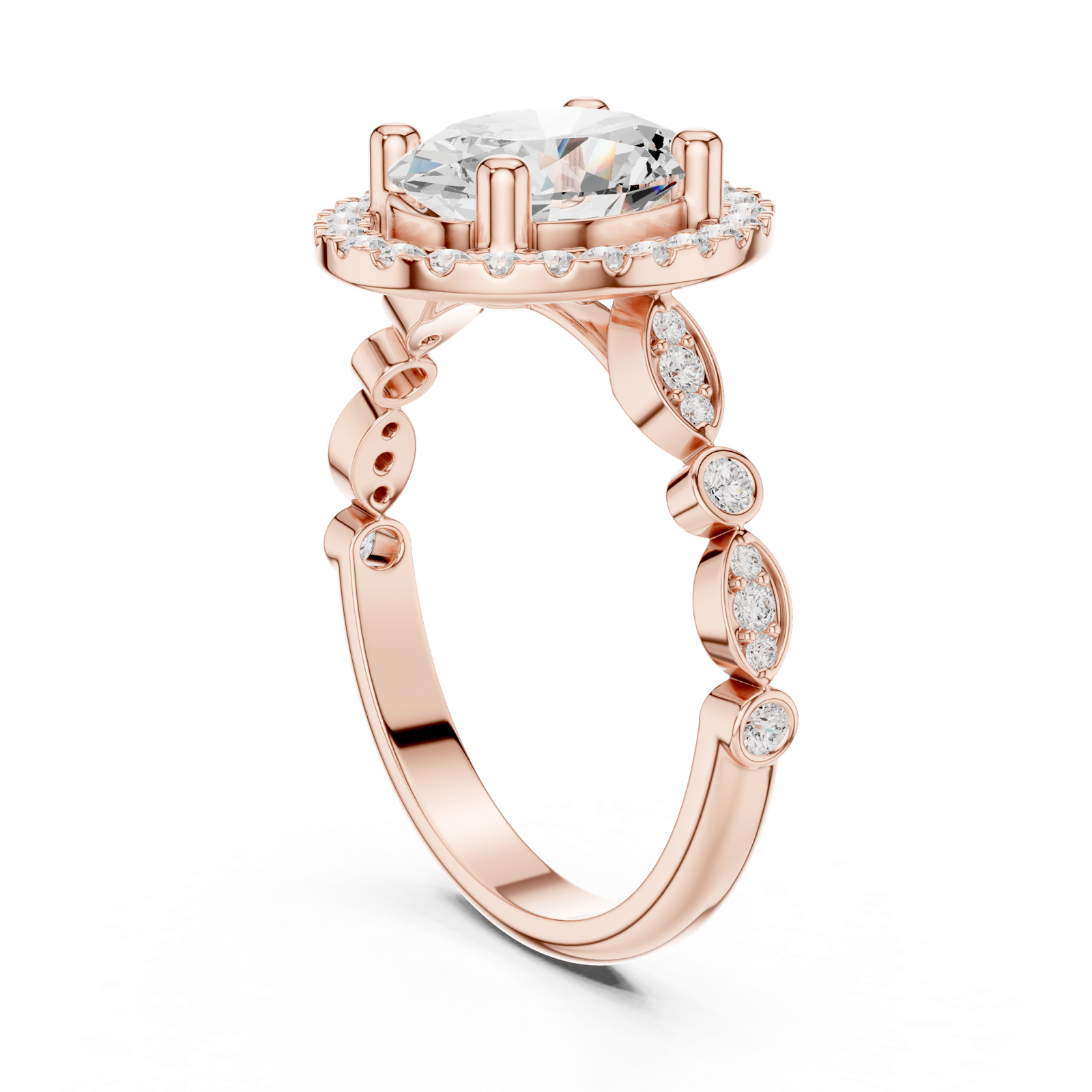 Gold Ring DDLR-340, Rose Gold, view 1