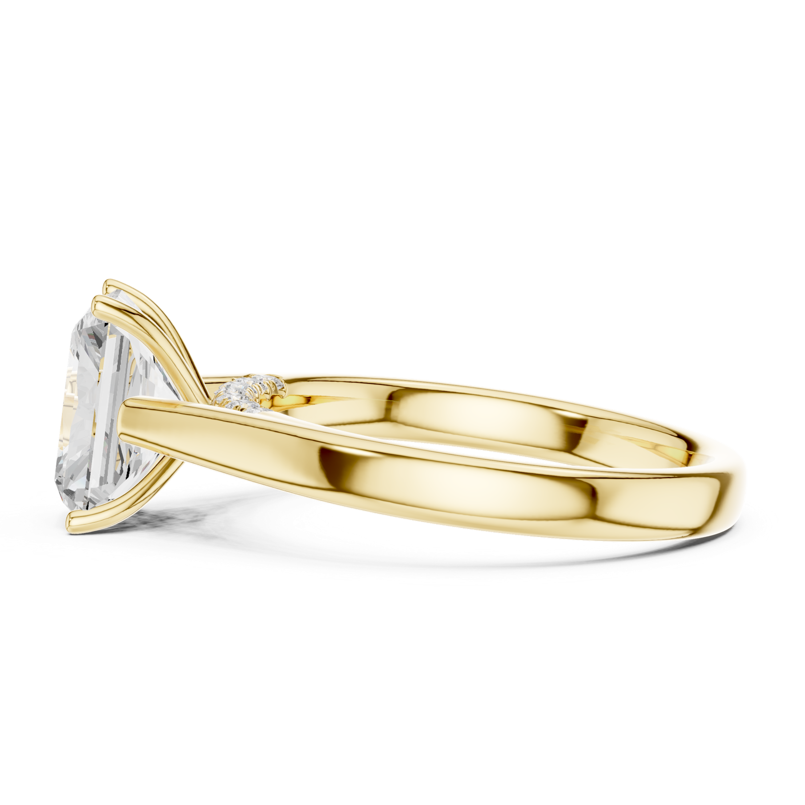 Gold Jewelry L36-18, Radiant center stone, Yellow Gold, view 3