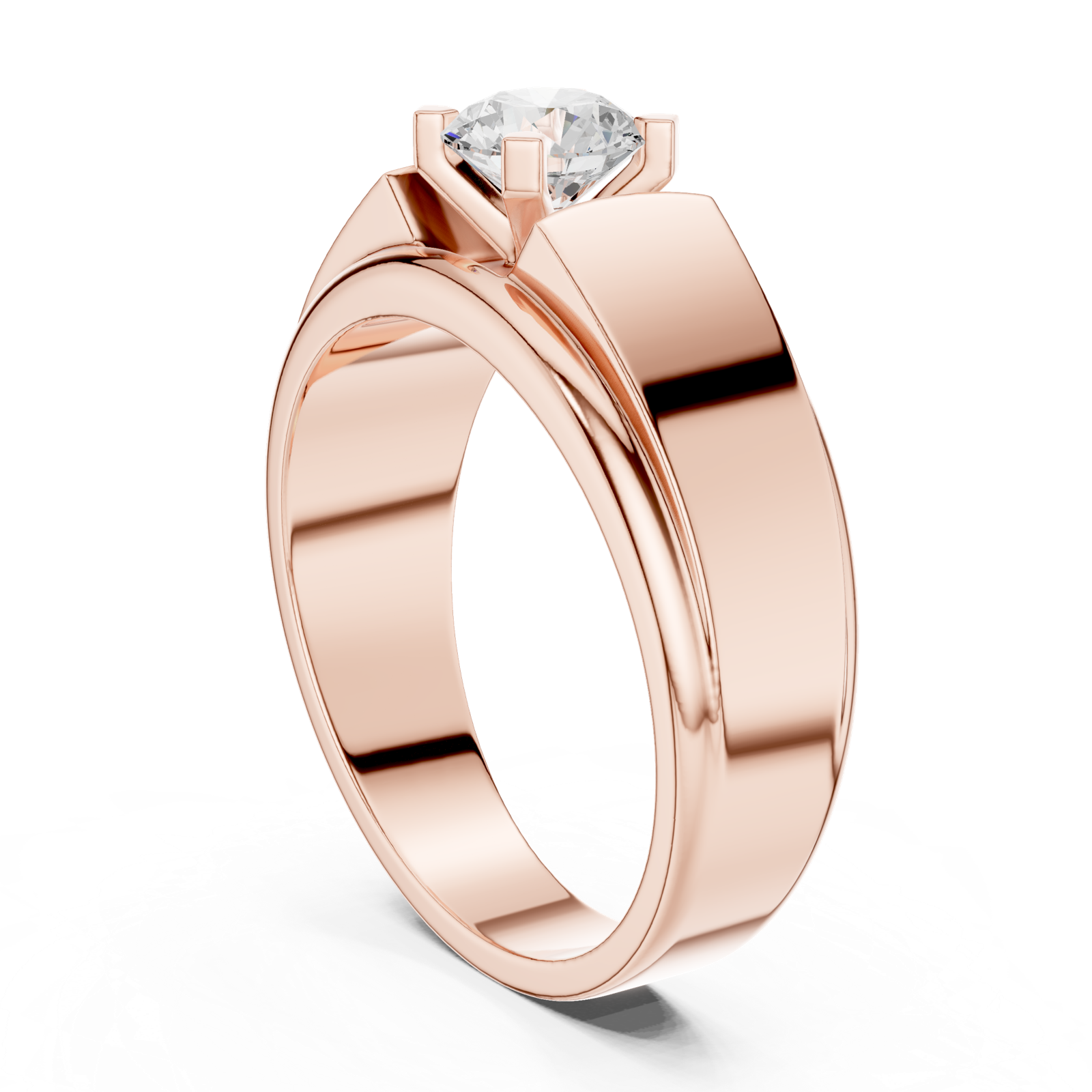 14K Solid Gold Lab Diamond Solitaire Ring, Rose Gold, view 1