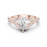 Gold Ring DDLR-257, Pear center stone, Rose Gold