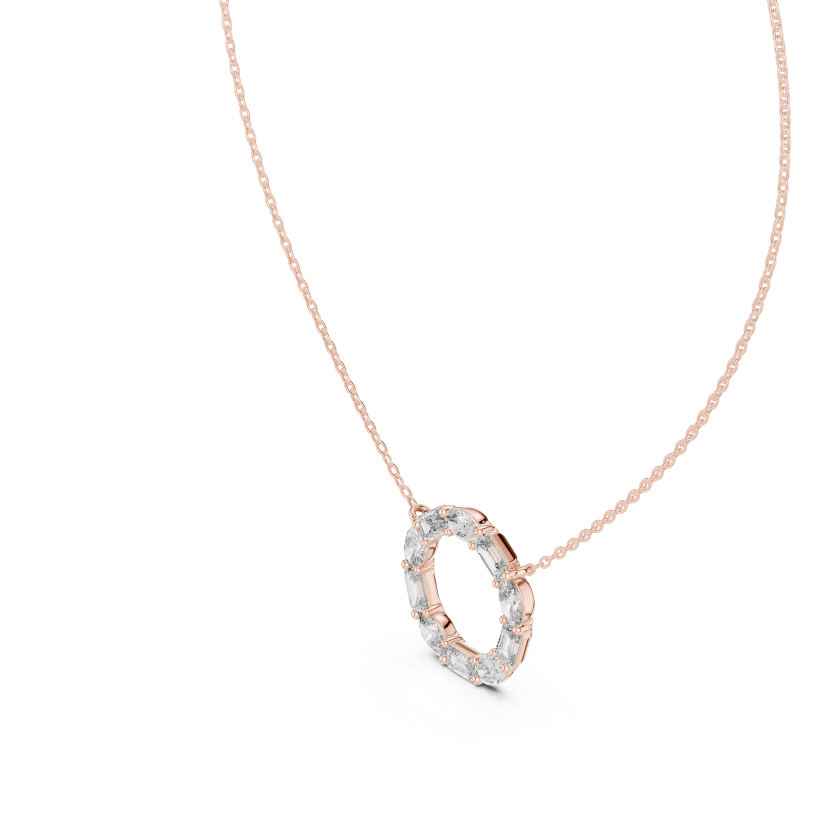 14K Solid Gold Lab Diamond Pendant Necklace, Rose Gold, view 2