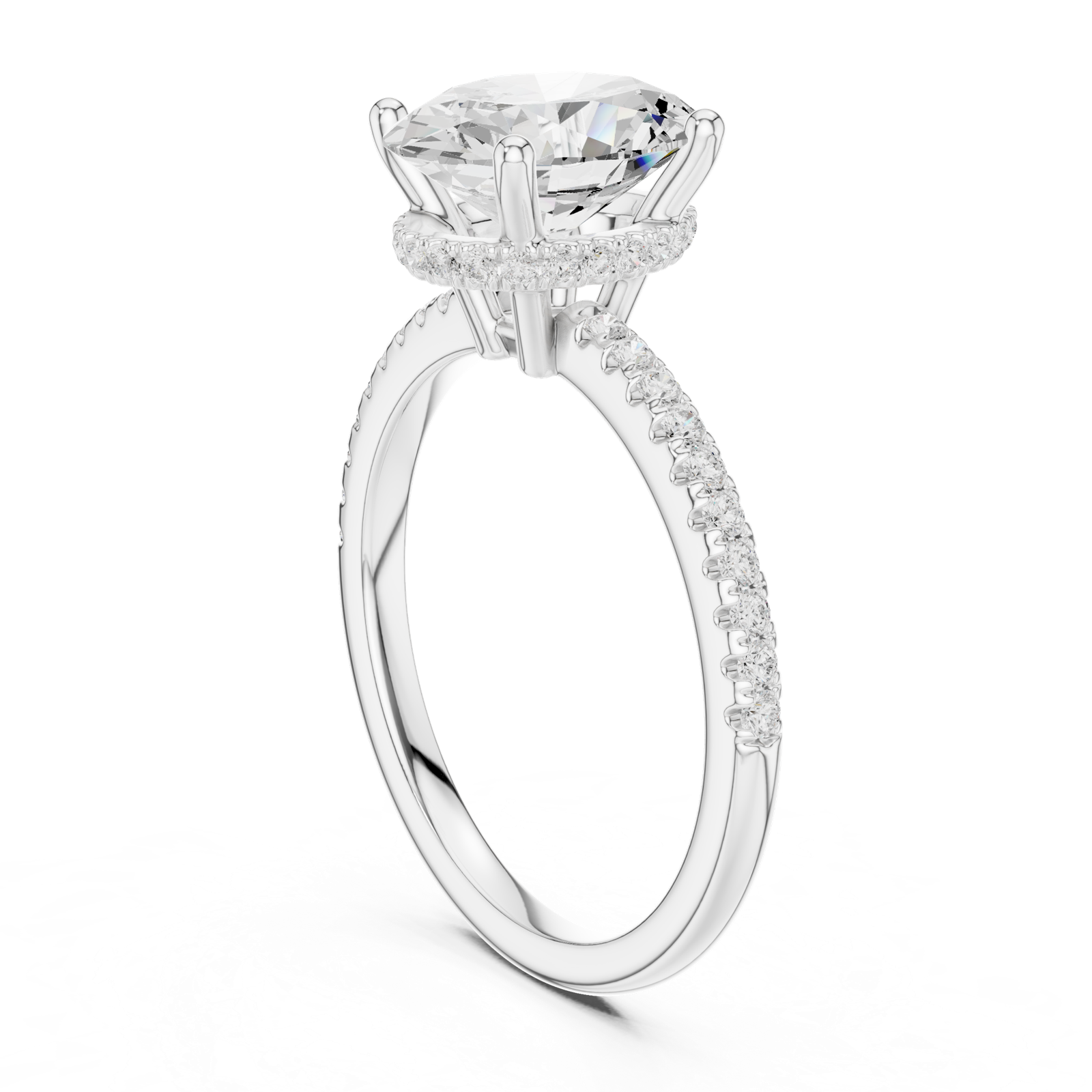 Gold Ring DDLR-177, Oval center stone, White Gold, view 1