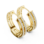 14K Solid Gold Lab Diamond Huggie Earrings, Yellow Gold, view 2