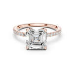 Gold Jewelry, Asscher center stone, Rose Gold