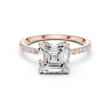 Gold Jewelry, Asscher center stone, Rose Gold