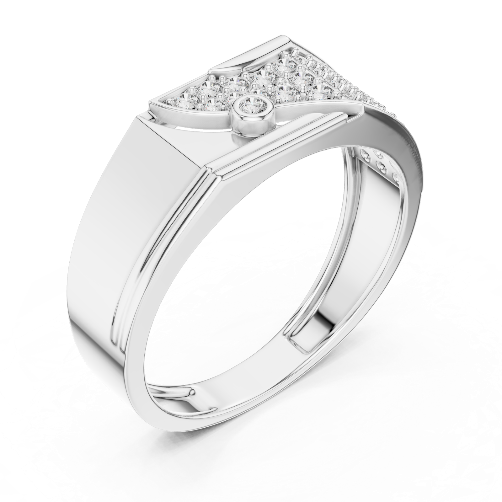 Gold Ring LR-01 (27), White Gold, view 2