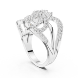 14K Solid Gold Lab Diamond Cluster Ring, White Gold, view 1