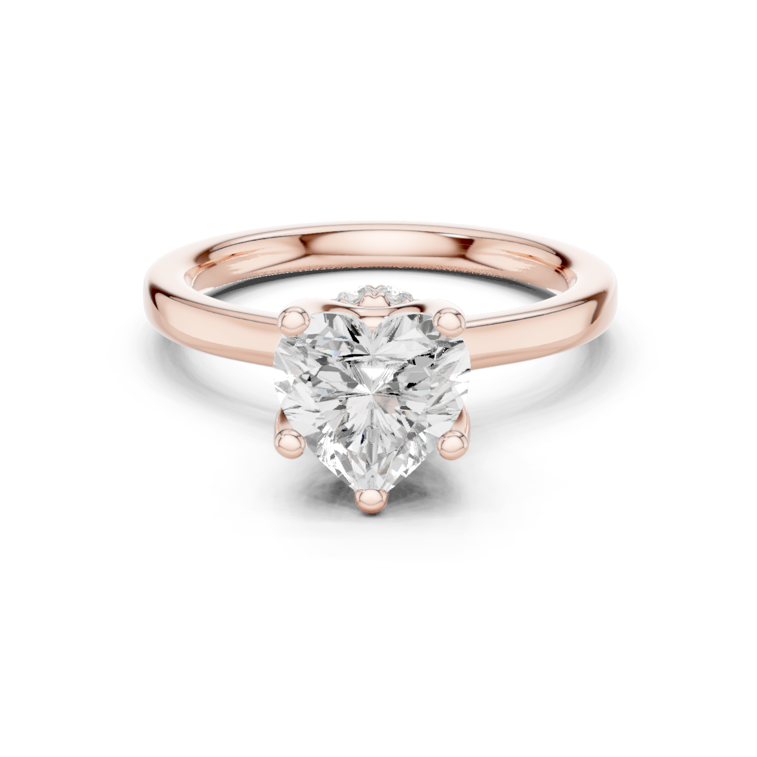 Gold Ring DDLR-176, Heart center stone, Rose Gold