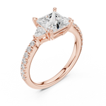 Gold Ring DDLR-037, Princess center stone, Rose Gold, view 2
