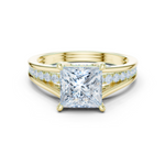 Gold Ring DDLR-253, Princess center stone, Yellow Gold