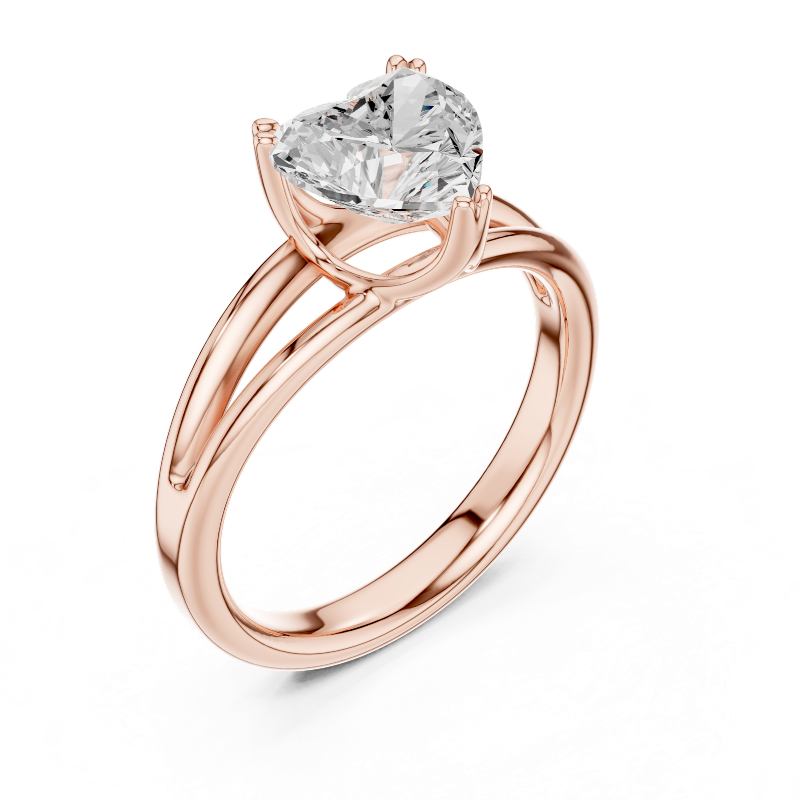 Gold Jewelry L36-7, Heart center stone, Rose Gold, view 2