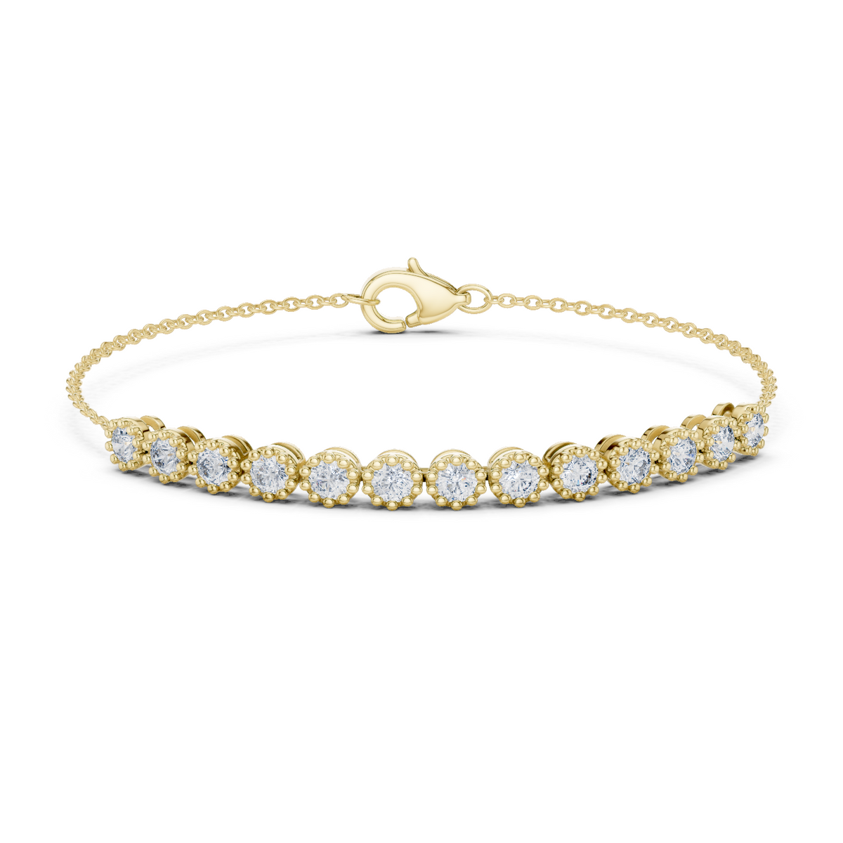 14K Solid Gold Lab Diamond Bracelet, Yellow Gold