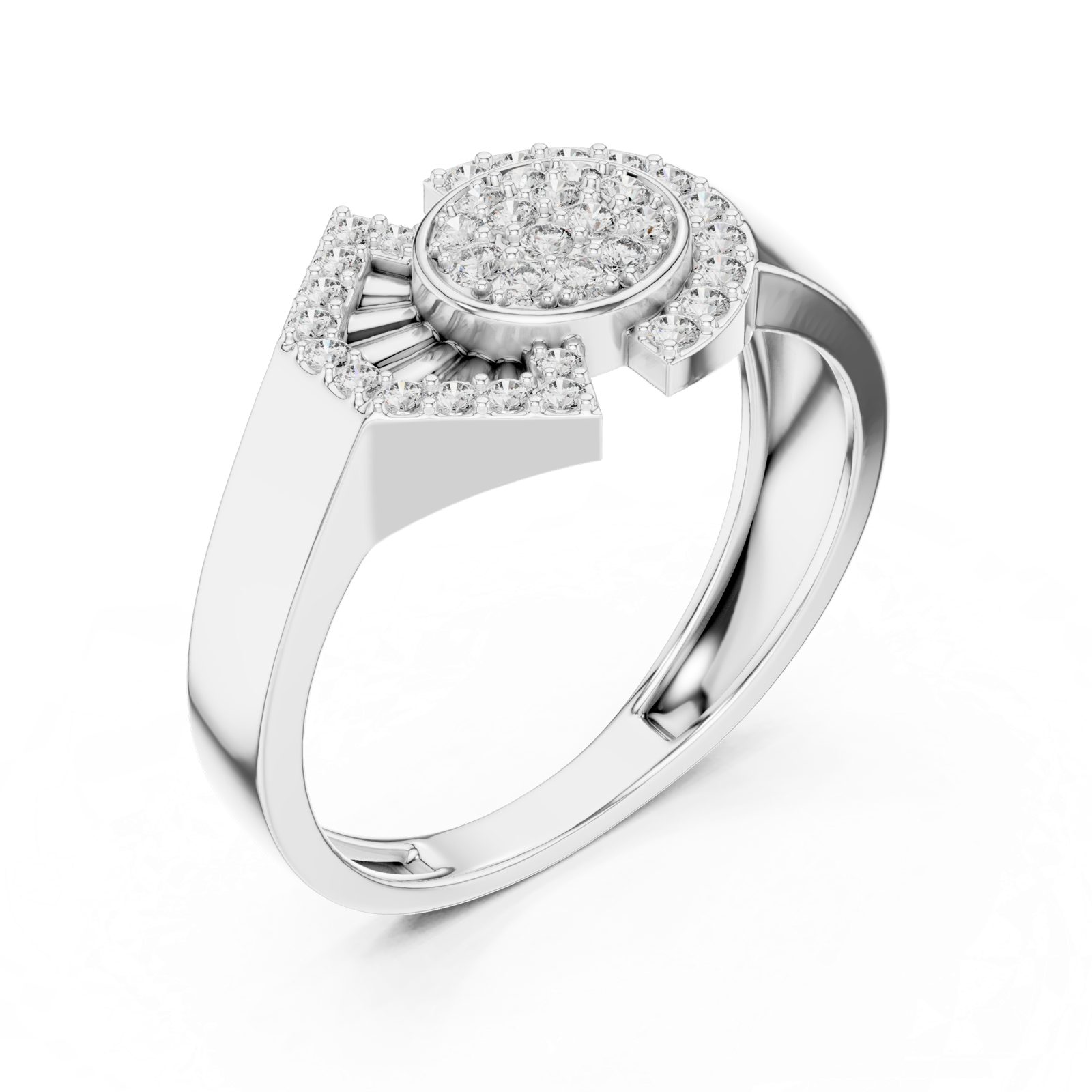 Gold Ring LR-01 (46), White Gold, view 2