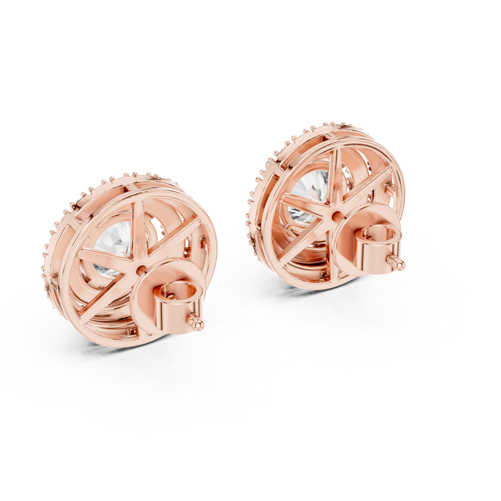 Gold Earrings ER-0017, Rose Gold, view 3