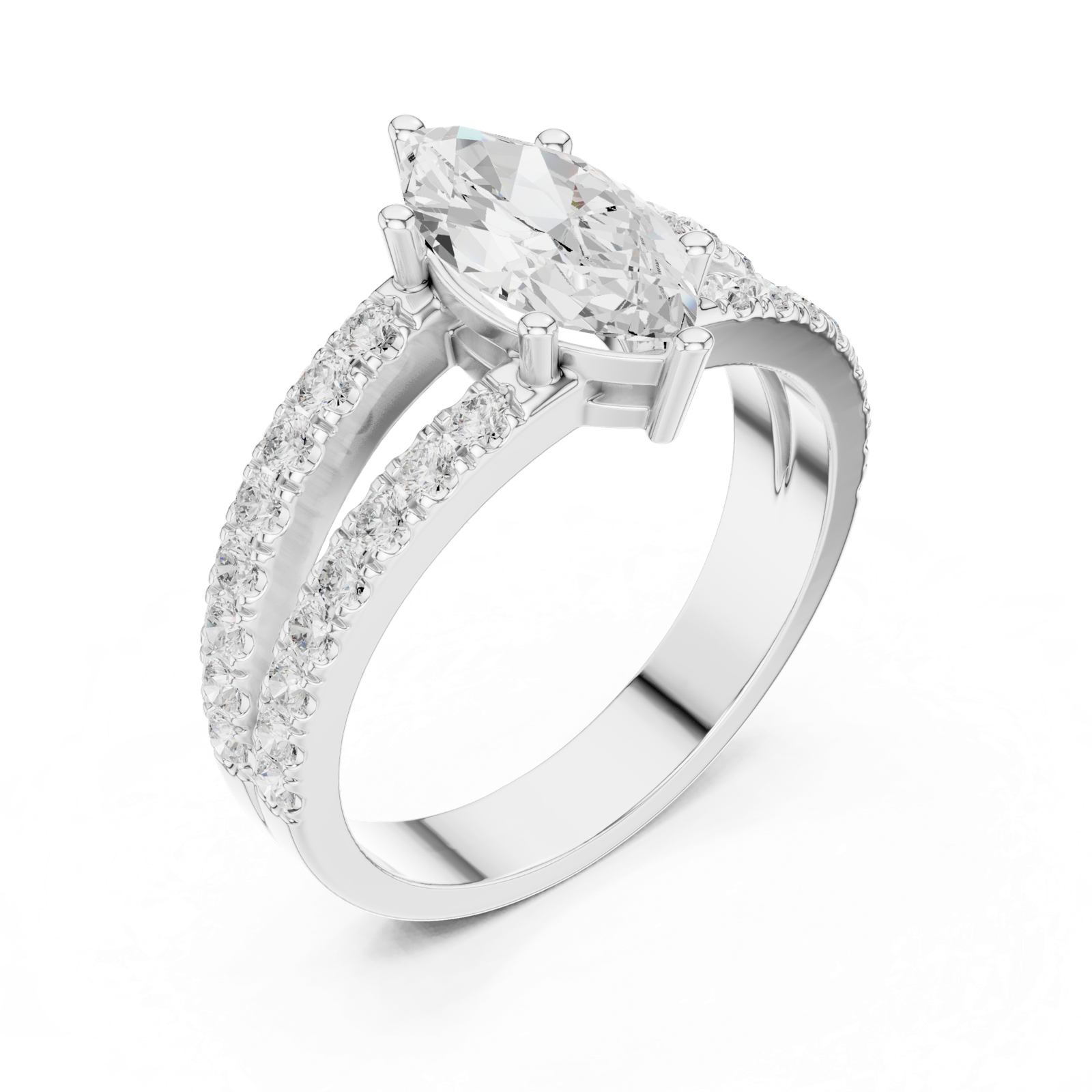 Gold Ring DDLR-1102, White Gold, view 2