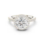 Gold Ring DDLR-255, Round center stone, White Gold