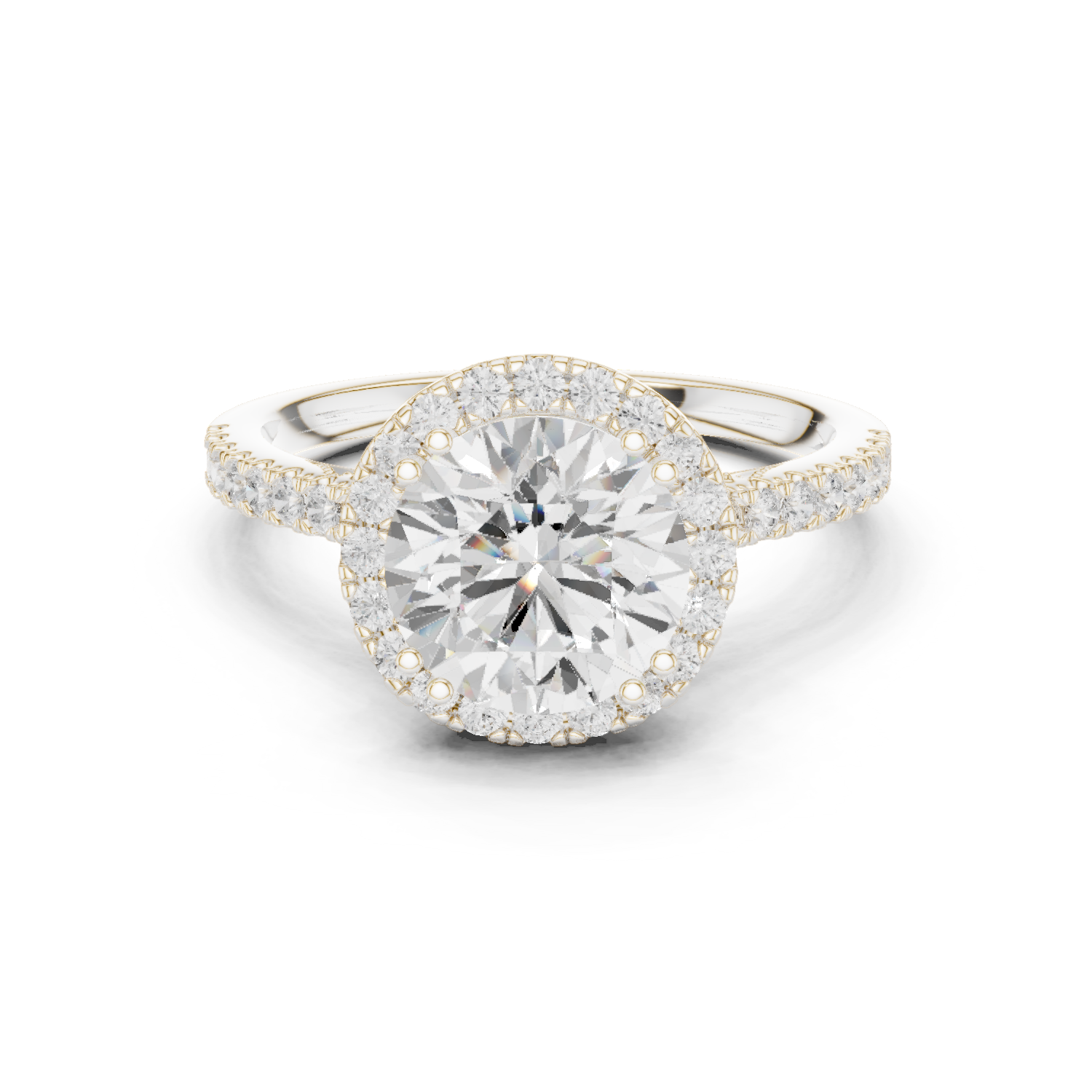 Gold Ring DDLR-255, Round center stone, White Gold