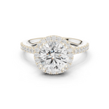 Gold Ring DDLR-255, Round center stone, White Gold