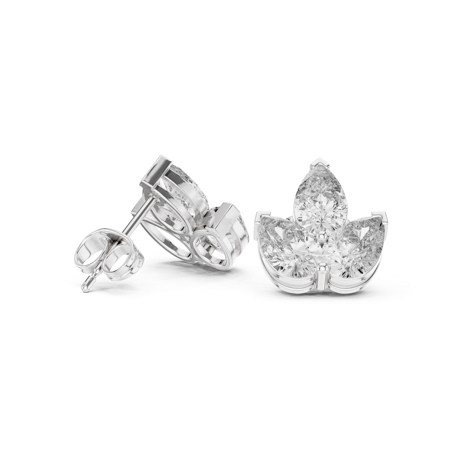 Gold Earrings AGDER-219, White Gold