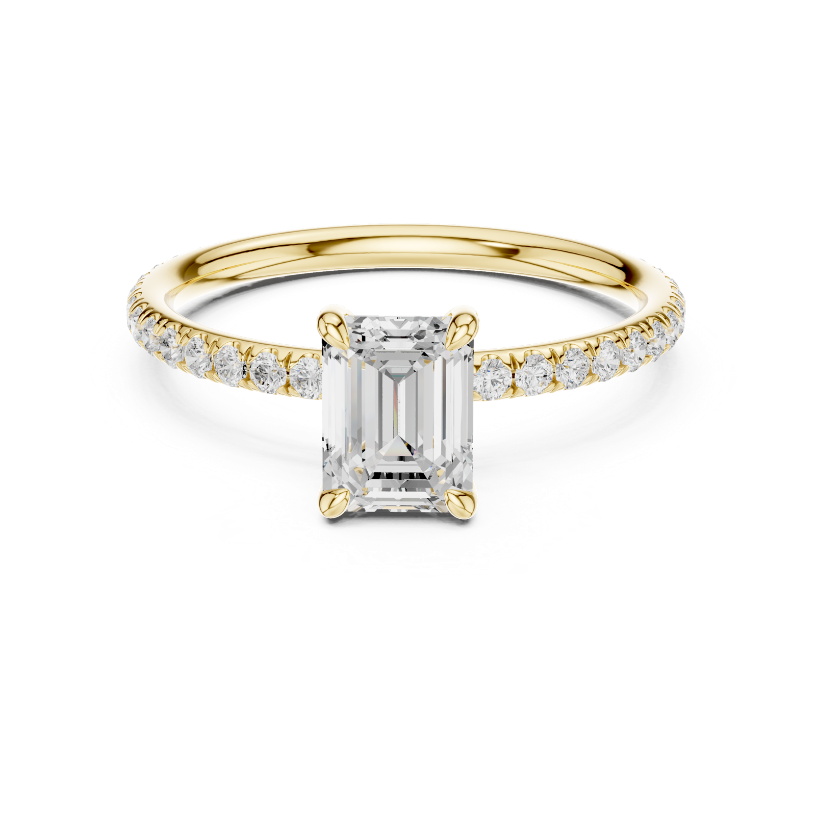 Gold Jewelry, Emerald center stone, Yellow Gold, view 4