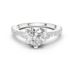 Gold Ring DDLR-037, Heart center stone, White Gold