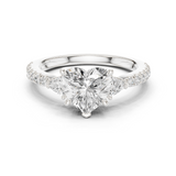 Gold Ring DDLR-037, Heart center stone, White Gold