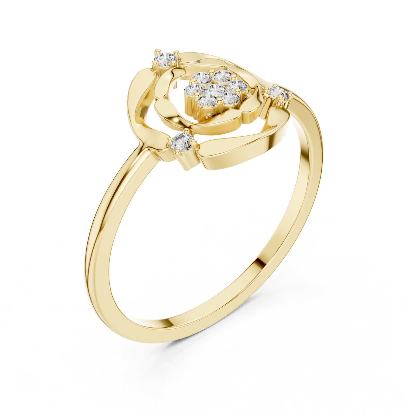 Gold Ring DR-6199, Yellow Gold, view 2