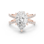 Gold Jewelry L36-25, Pear center stone, Rose Gold