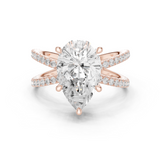 Gold Jewelry L36-25, Pear center stone, Rose Gold