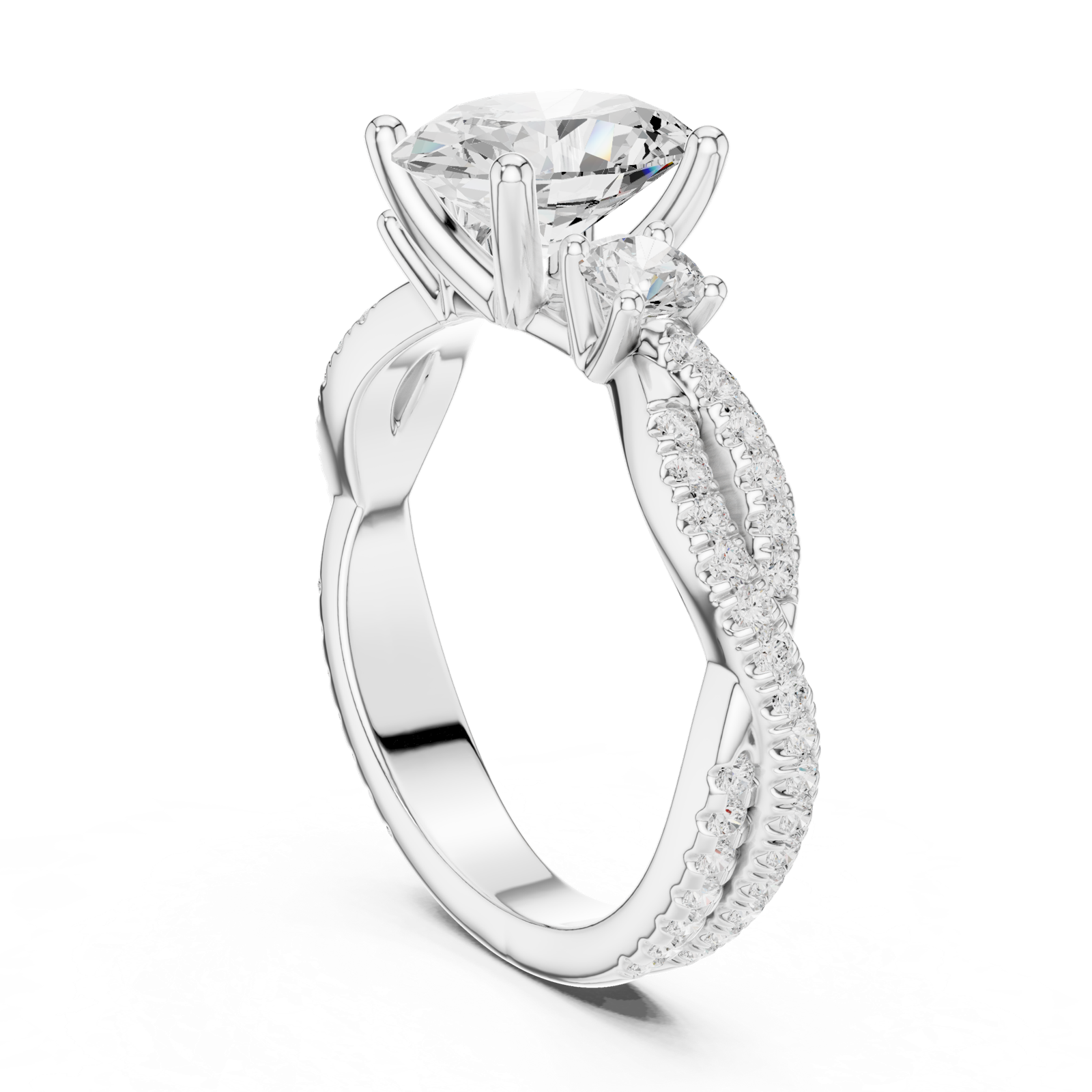 Gold Ring DDLR-281, Oval center stone, White Gold, view 1