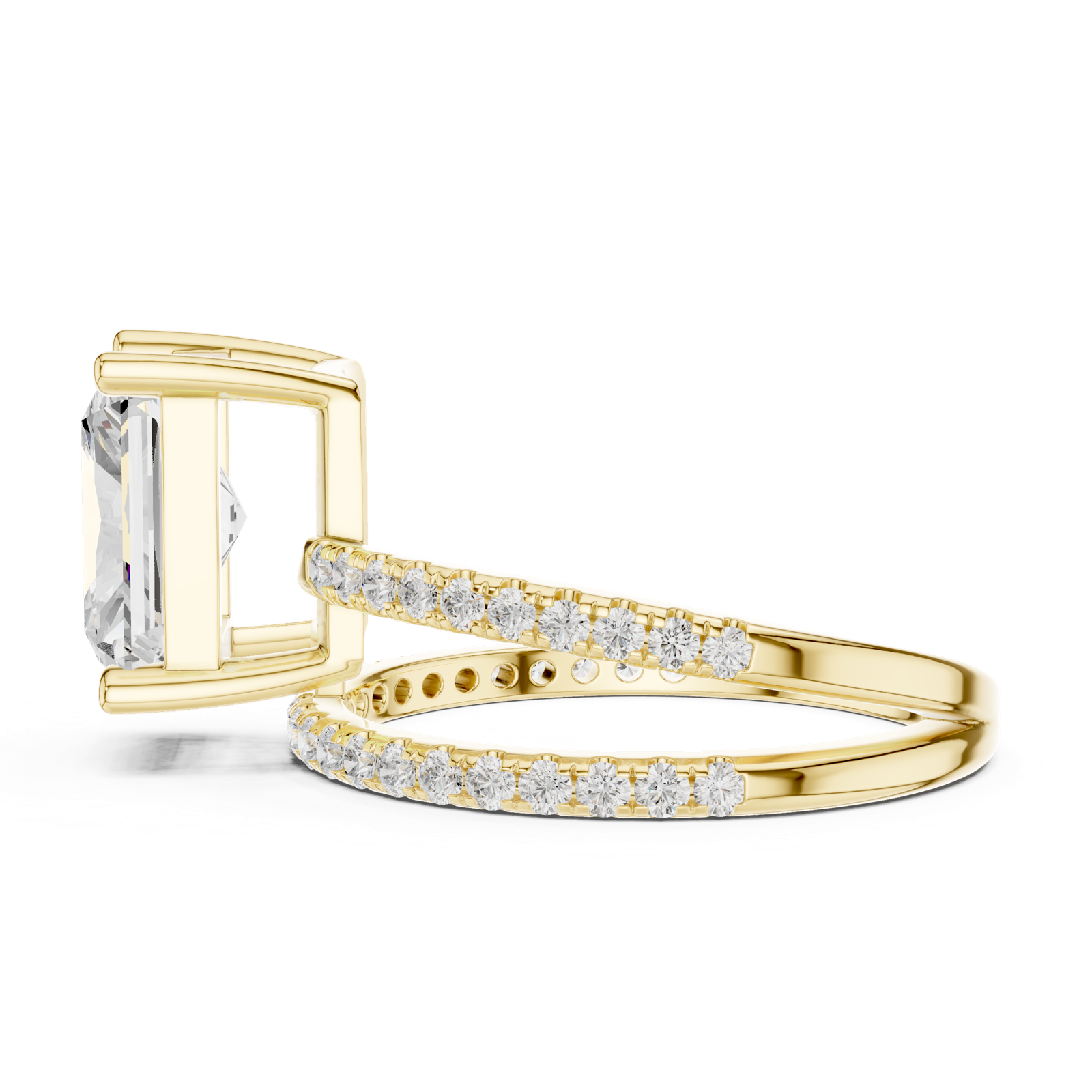 Gold Jewelry L35-39, Radiant center stone, Yellow Gold, view 3