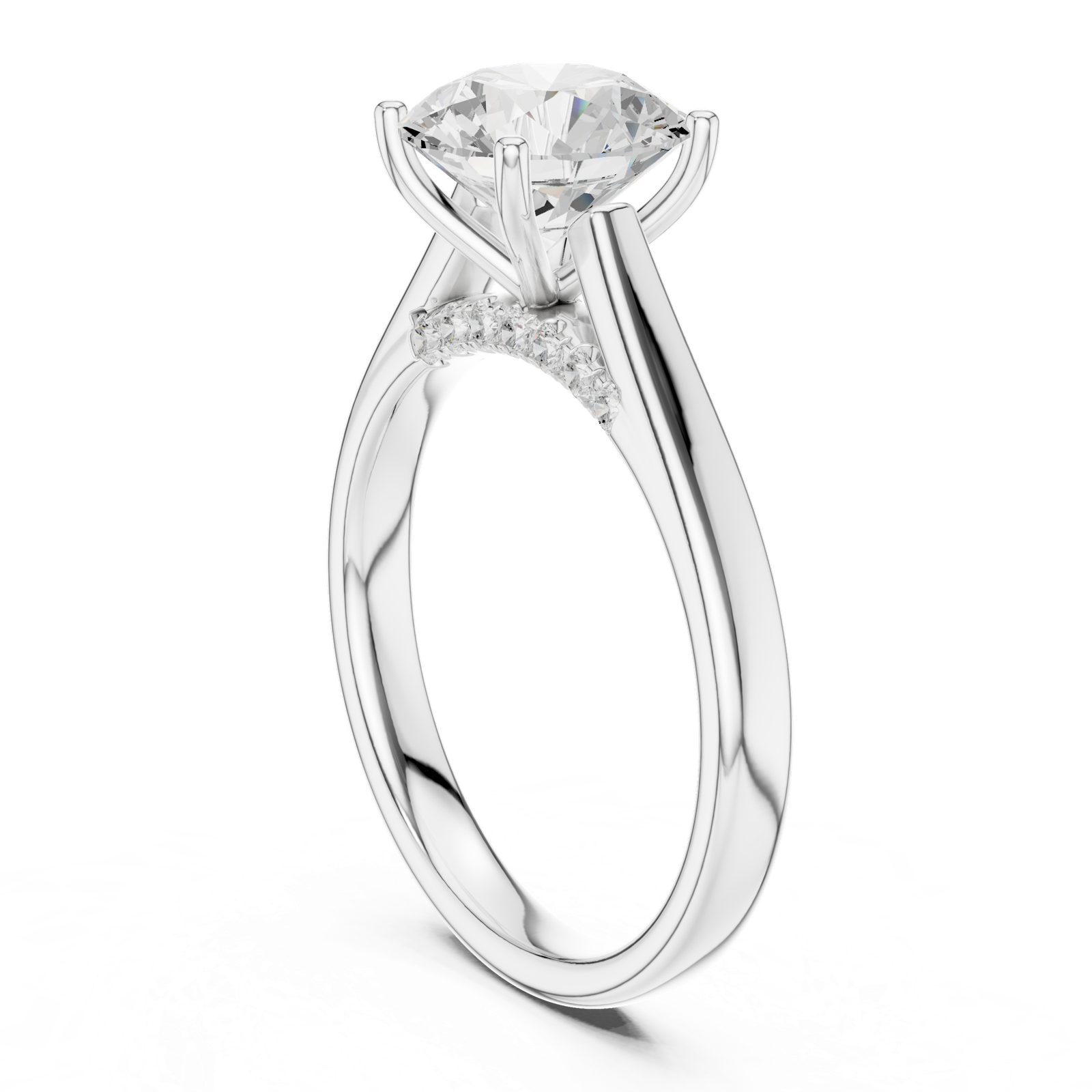 Gold Jewelry L36-18, Round center stone, White Gold, view 1
