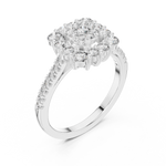 14K Solid Gold Lab Diamond Halo Ring, White Gold, view 2