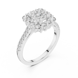 14K Solid Gold Lab Diamond Halo Ring, White Gold, view 2