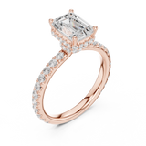 Gold Ring DDLR-165, Emerald center stone, Rose Gold, view 2