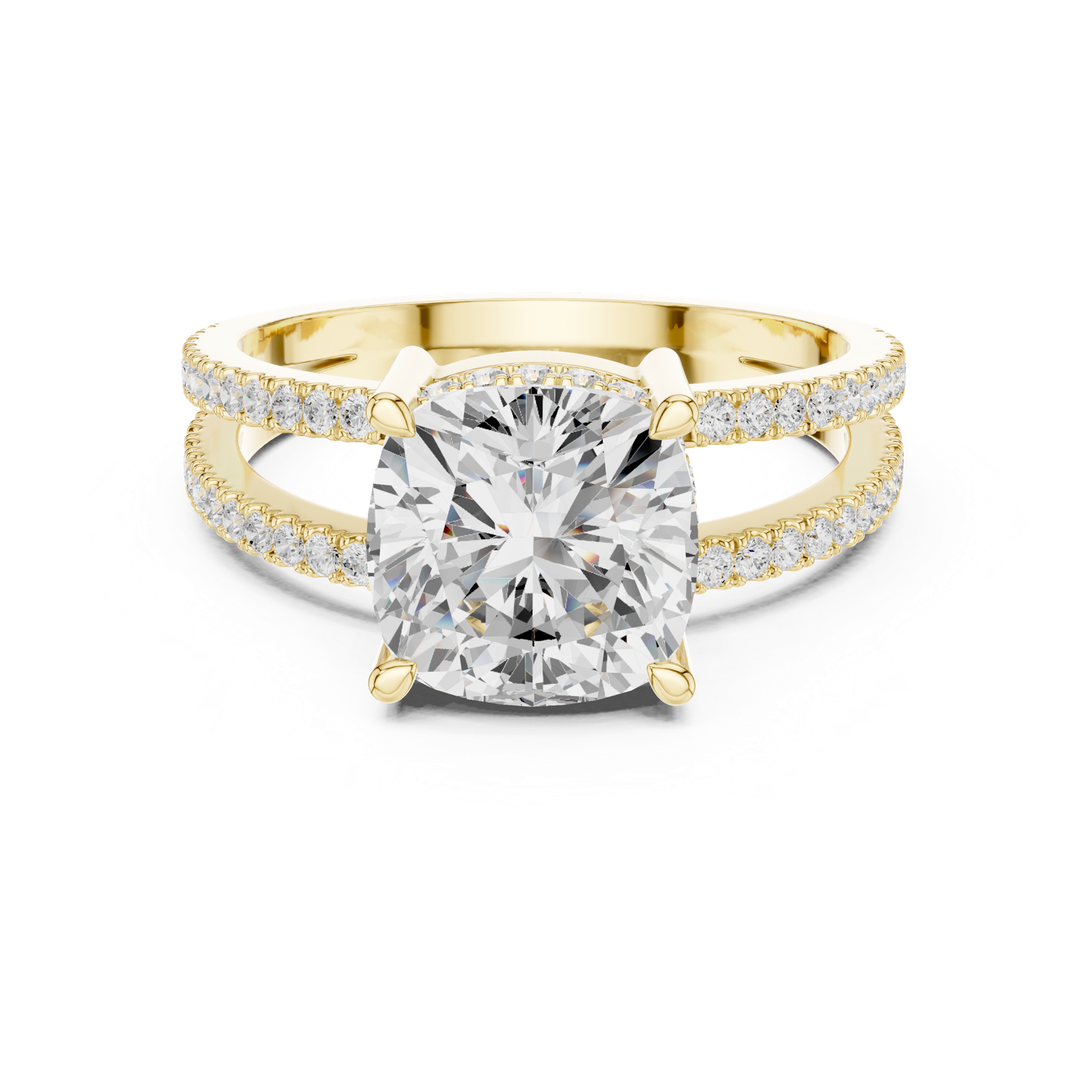 Gold Jewelry, Cushion center stone, Yellow Gold, view 4