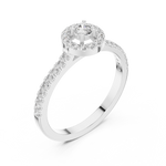 14K Solid Gold Lab Diamond Halo Ring, White Gold, view 2